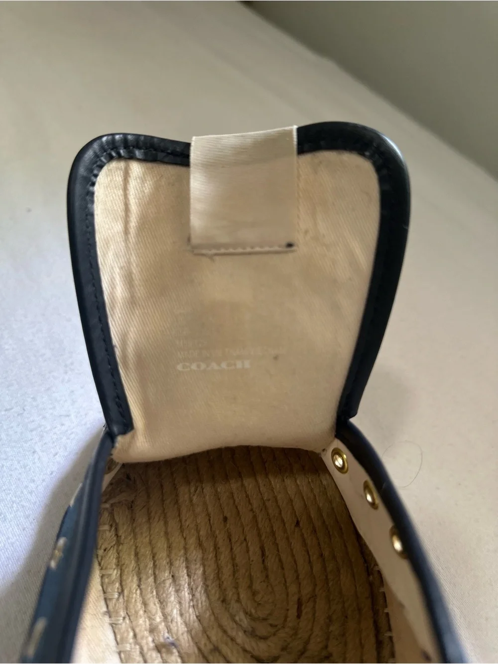 Coach Navy Denim Espadrille Sneakers with Cream Laces